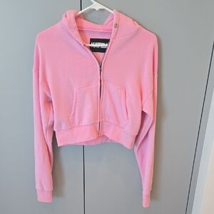 Katie J NYC Light Pink Fleece-lined  Zip Hoodie
